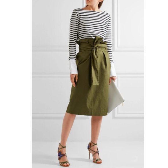 J. Crew Dresses & Skirts - J.Crew Khaki Paperbag Twill Skirt Forest Green